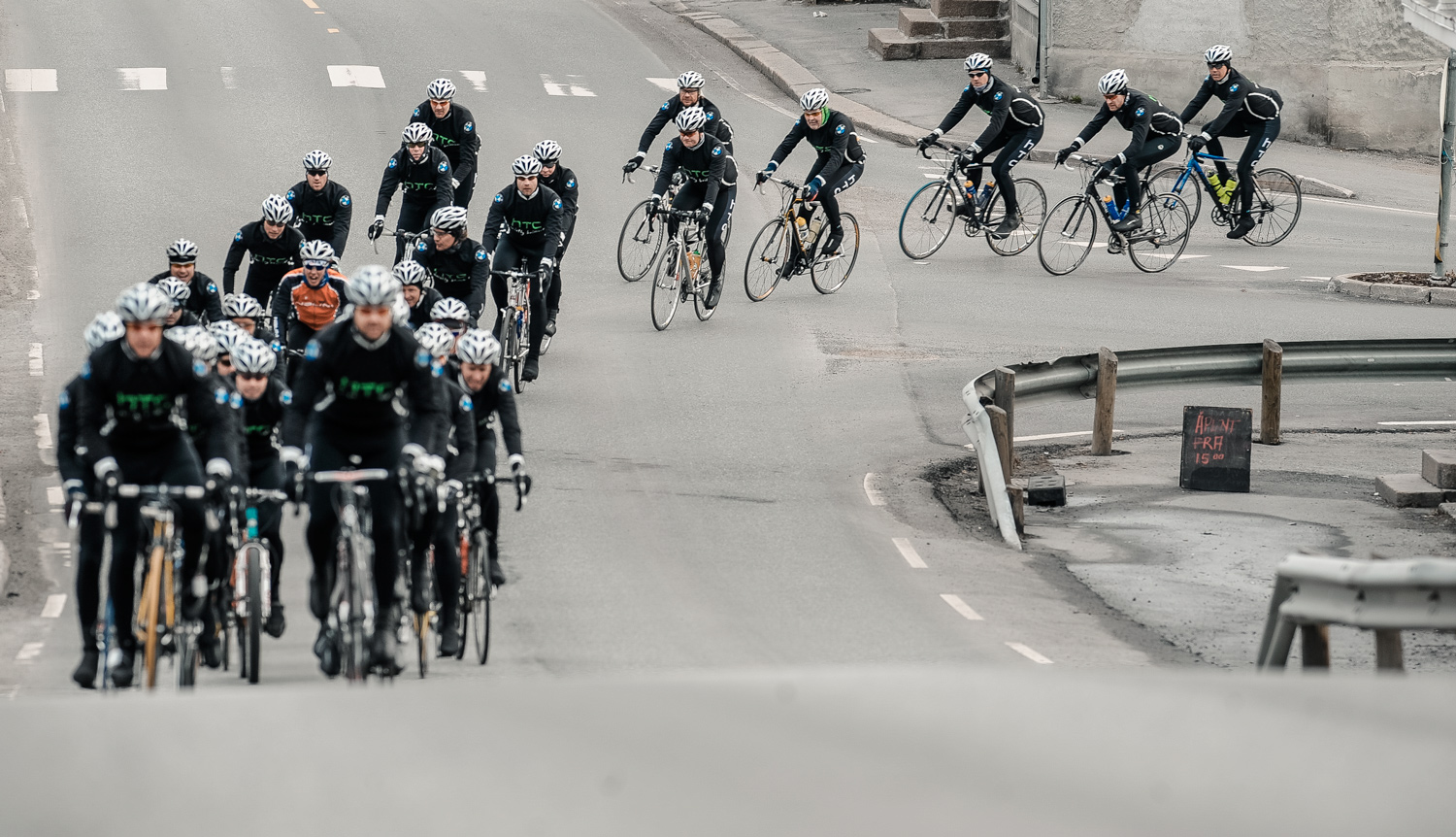 Syklister i Vestfossen sentrum