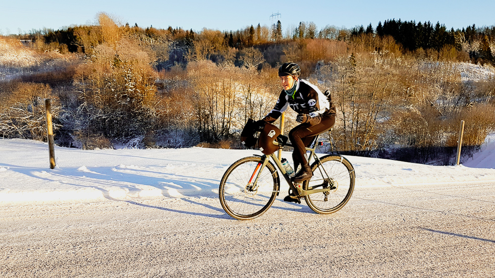 Marianne Bordevik på treningstur i Vestfold en flott vinterdag